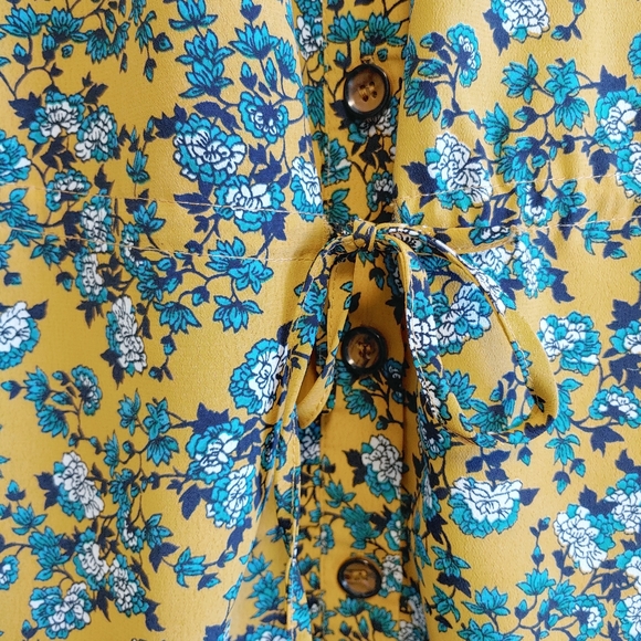 Topshop Yellow and Blue Floral Pleated Mini Dress - Picture 3 of 11